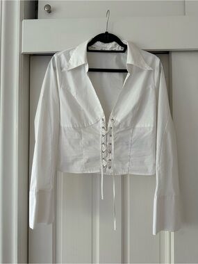 UO Kimchi Blue Cleo Lace Up Corset Top